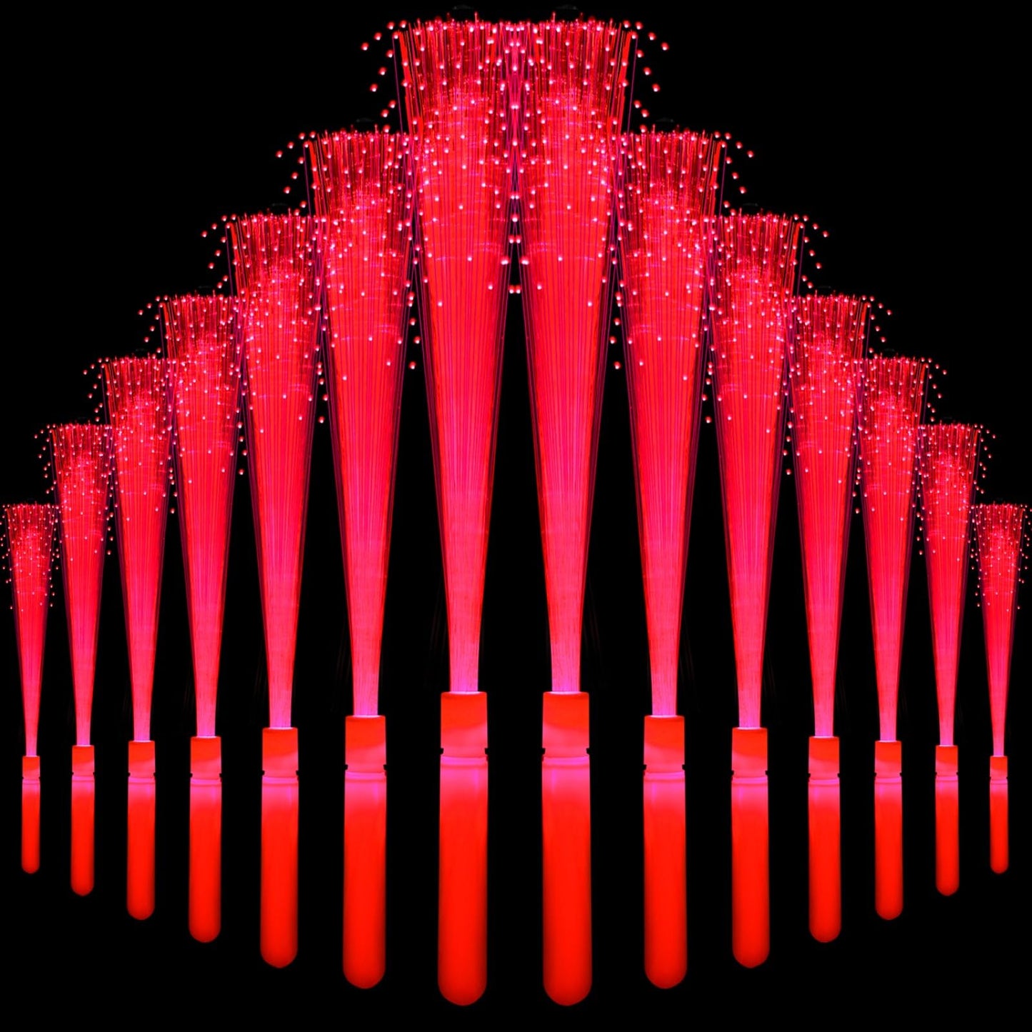 NUDALA 36 Pack Red Glow Fiber Optic Wands Bulk Light up Wand Glow Sticks with 3 Lighting Modes for Christmas Valentines Day 4th of July Concerts Clubs Wedding Birthday