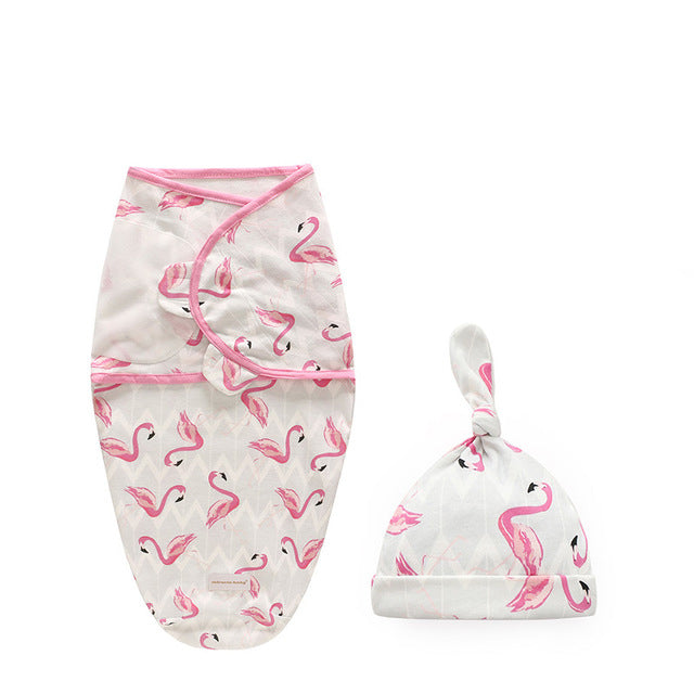 Newborn Cotton Swaddle Wrap with Hat