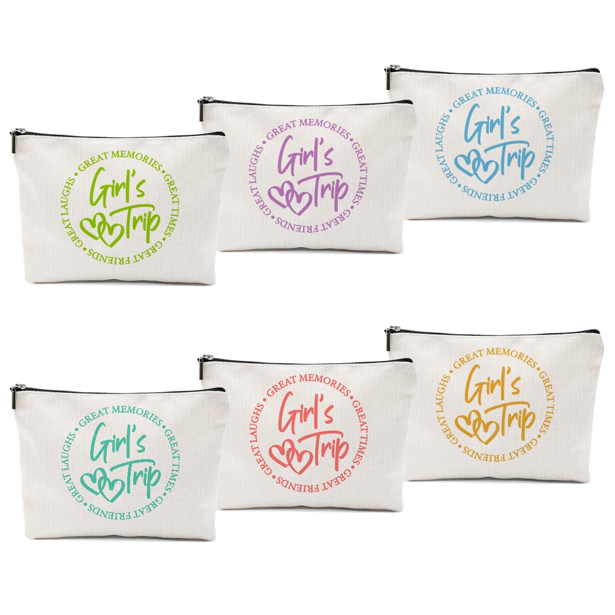 6 Pcs Girls Trip Gifts Favors Girls Weekend Gifts Makeup Bag Bestie Gifts Weekend Bag Travel Gifts Vacation Cosmetic Bag Friendship Gifts for Women Her Sister Graduation Wedding Gifts Toiletry Bag