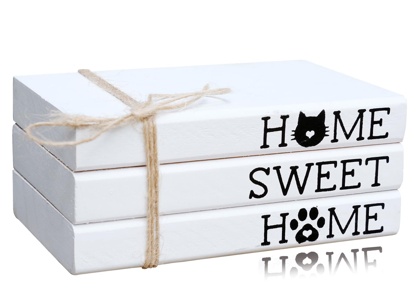 LIVDUCOT Cat Decor For Home Cat Decorations Gift for Cat Lovers Farmhouse Cute Cat Tiered Tray Decor Home Sweet Home Wooden Book Stack Sign Cat Themed Room Decor
