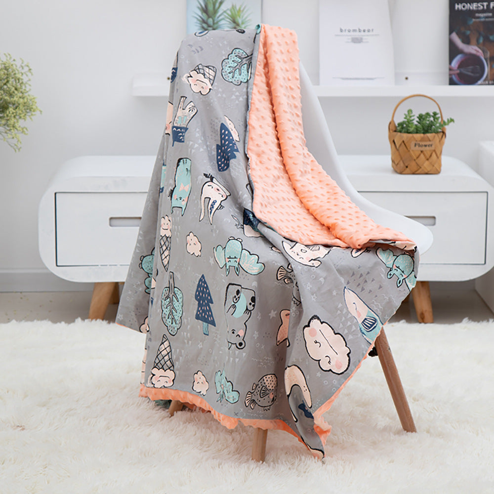 Cotton Cartoon Baby Blanket - Comfort Peas Design