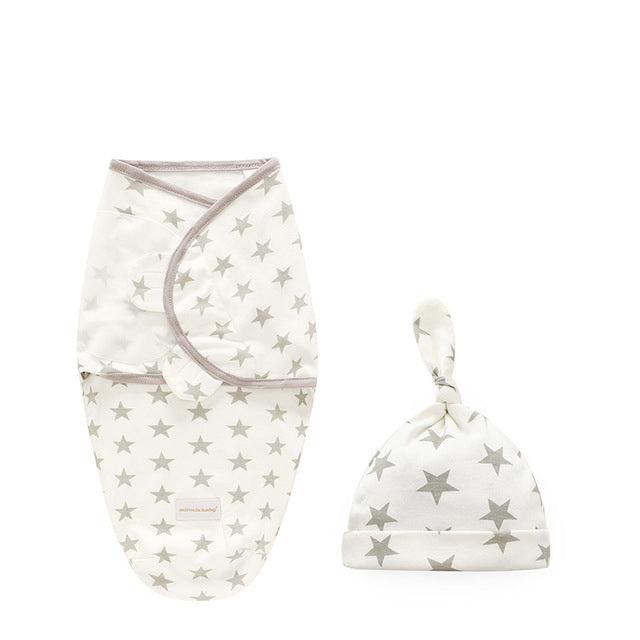 Newborn Cotton Swaddle Wrap with Hat