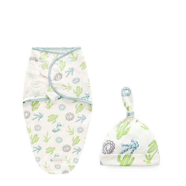 Newborn Cotton Swaddle Wrap with Hat